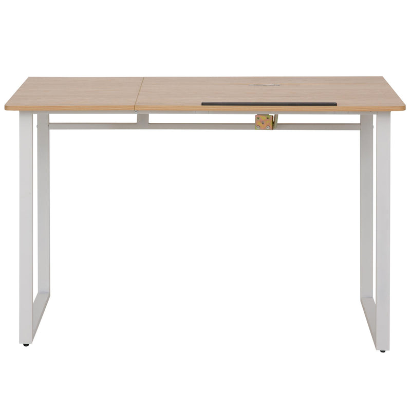 Scrivania da Ufficio con Piano Inclinabile 120x60x76 cm in Acciaio e MDF  Bianca