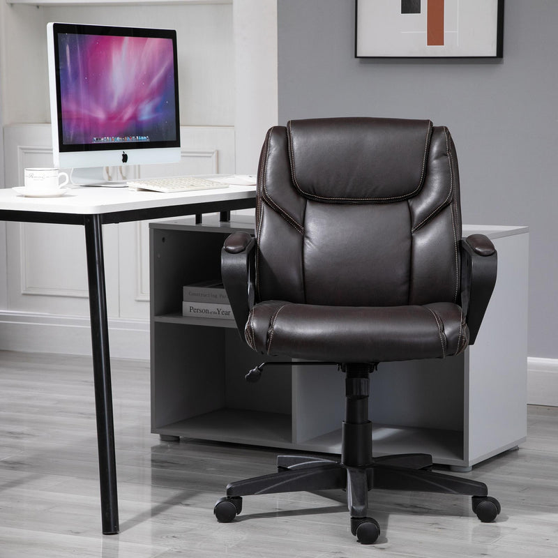 Sedia Poltrona Direzionale da Ufficio in Similpelle  Marrone Scuro