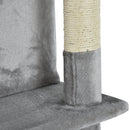 Tiragraffi con 2 Cucce e 2 Casette per Gatti 60x50x168 cm in Peluche Sisal  Grigio