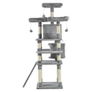 Tiragraffi con 2 Cucce e 2 Casette per Gatti 60x50x168 cm in Peluche Sisal  Grigio