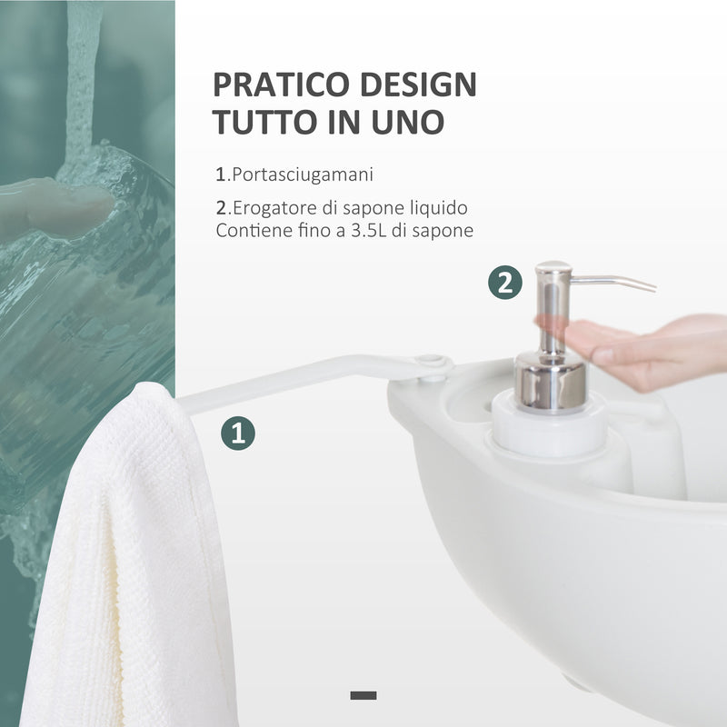 Lavabo Portatile da Campeggio 24L 83x50x103 cm con Ruote in HDPE  Grigio Chiaro