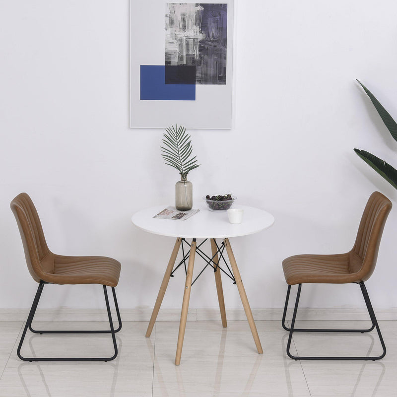 Set 2 Sedie Imbottite in Similpelle  Marrone Chiaro