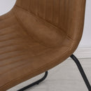 Set 2 Sedie Imbottite in Similpelle  Marrone Chiaro