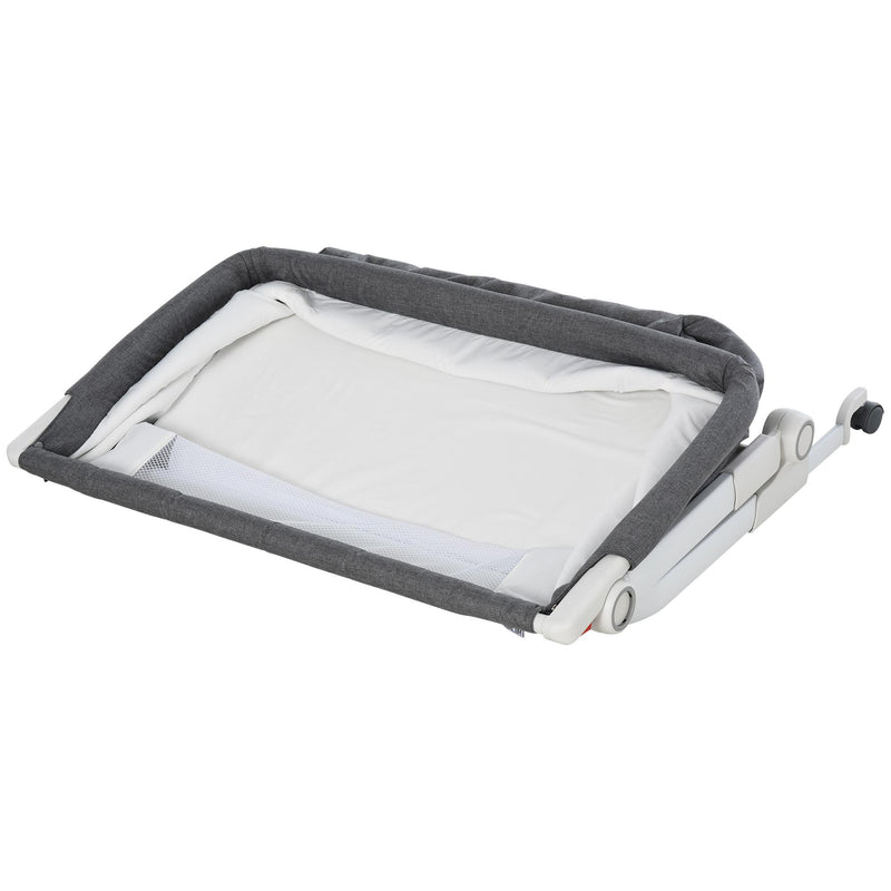 Culla Fianco Letto Pieghevole 0-5 Mesi 94x64x72-80 cm in Alluminio e Cotone  Bianco e Grigio