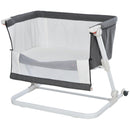 Culla Fianco Letto Pieghevole 0-5 Mesi 94x64x72-80 cm in Alluminio e Cotone  Bianco e Grigio