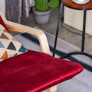 Poltrona a Dondolo con Poggiagambe in Legno Curvato   Rossa