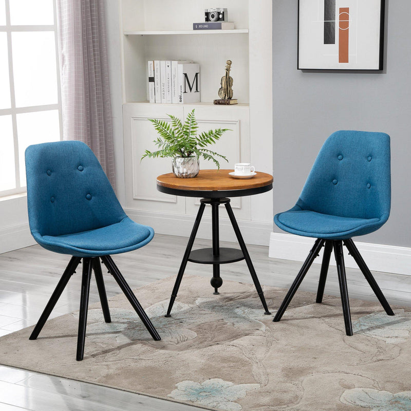 Set 2 Sedie Imbottite 48x56x87 cm in Tessuto  Blu