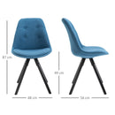 Set 2 Sedie Imbottite 48x56x87 cm in Tessuto  Blu