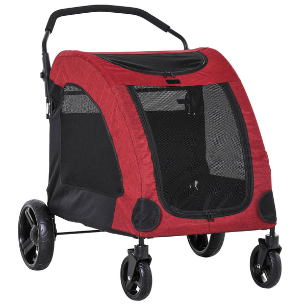 prezzo Passeggino Pieghevole per Cani Taglia Medio-Grande Max 55 Kg Rosso e Nero