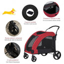 Passeggino Pieghevole per Cani Taglia Medio-Grande Max 55 Kg  Rosso e Nero