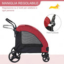 Passeggino Pieghevole per Cani Taglia Medio-Grande Max 55 Kg  Rosso e Nero