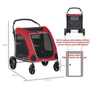 Passeggino Pieghevole per Cani Taglia Medio-Grande Max 55 Kg  Rosso e Nero