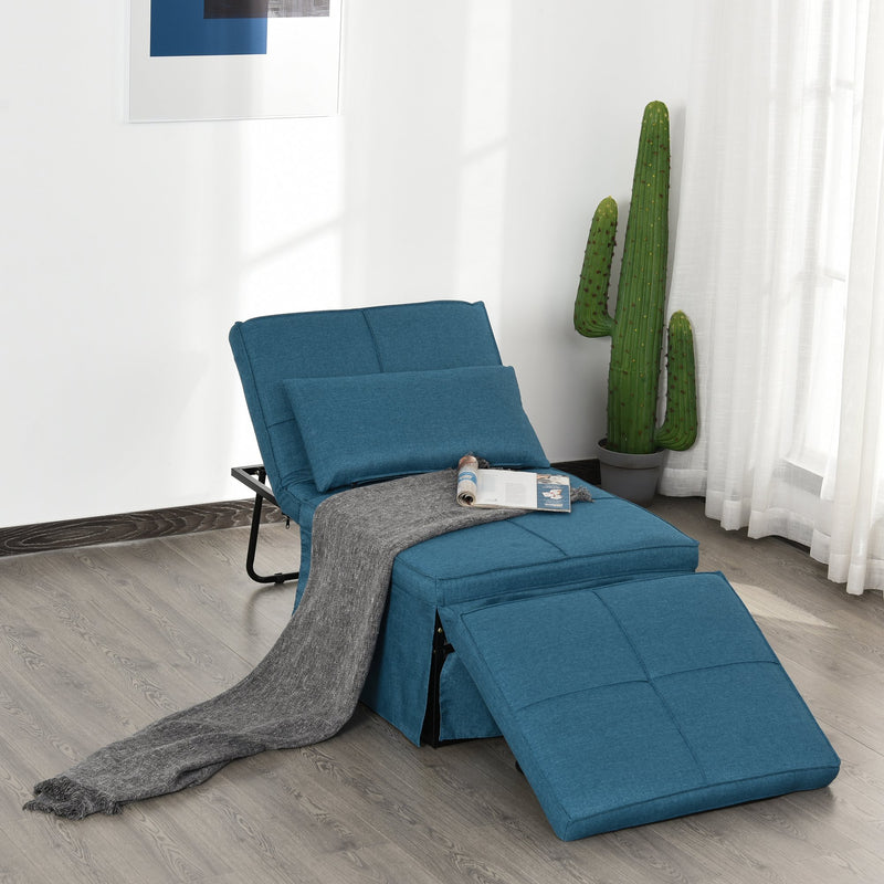 Pouf Letto Brandina con Materasso Pieghevole 69x180x41 cm  Blu
