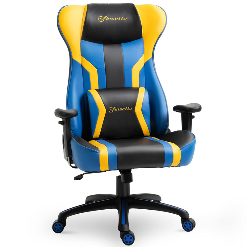 Sedia da Gaming Ergonomica 74x63x118,5- cm  Nera Blu e Giallo