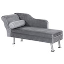 Divano Chaise Longue con Cuscino 160x56x75 cm in Metallo e Tessuto  Grigio