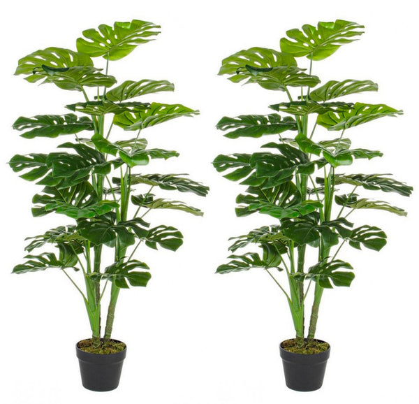 Set 2 Piante Artificiali di Filodendro 60x60x120 cm in Plastica con Vasi Verde prezzo