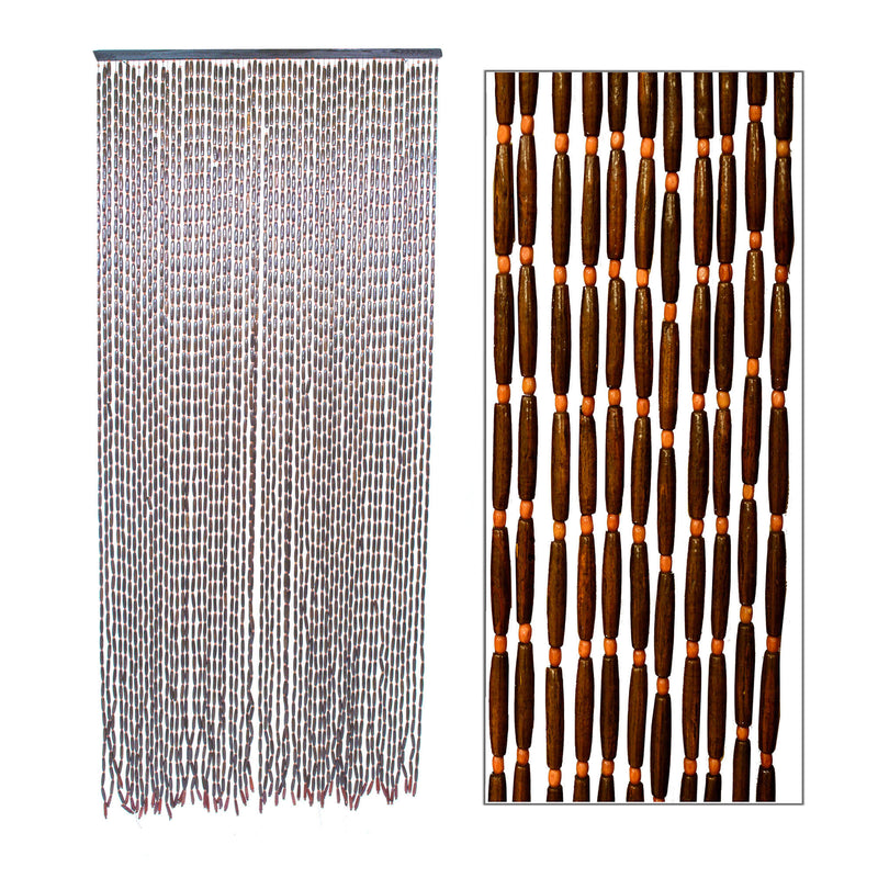 Tenda a Fili per Porta Antimosche 140x240 cm in Legno Noce Gocce Grande