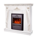 Camino Elettrico da Pavimento 103,5x110x30 cm Effetto Fiamma 2000W Napoli & Cristina Bianco