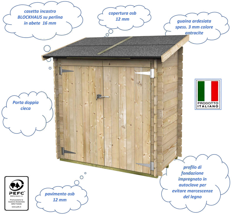 Casetta Box da Giardino per Attrezzi 155x85 cm con Porta Doppia Cieca in Legno Grigio