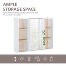 Specchio Armadietto da Bagno Pensile 60x14,5x49,4 cm in MDF e Truciolato Bianco e Legno Naturale