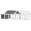 Pollaio da Giardino per 4-8 Galline con Rete Metallica e Tetto Apribile 240x112,5x76 cm in Legno Bianco      