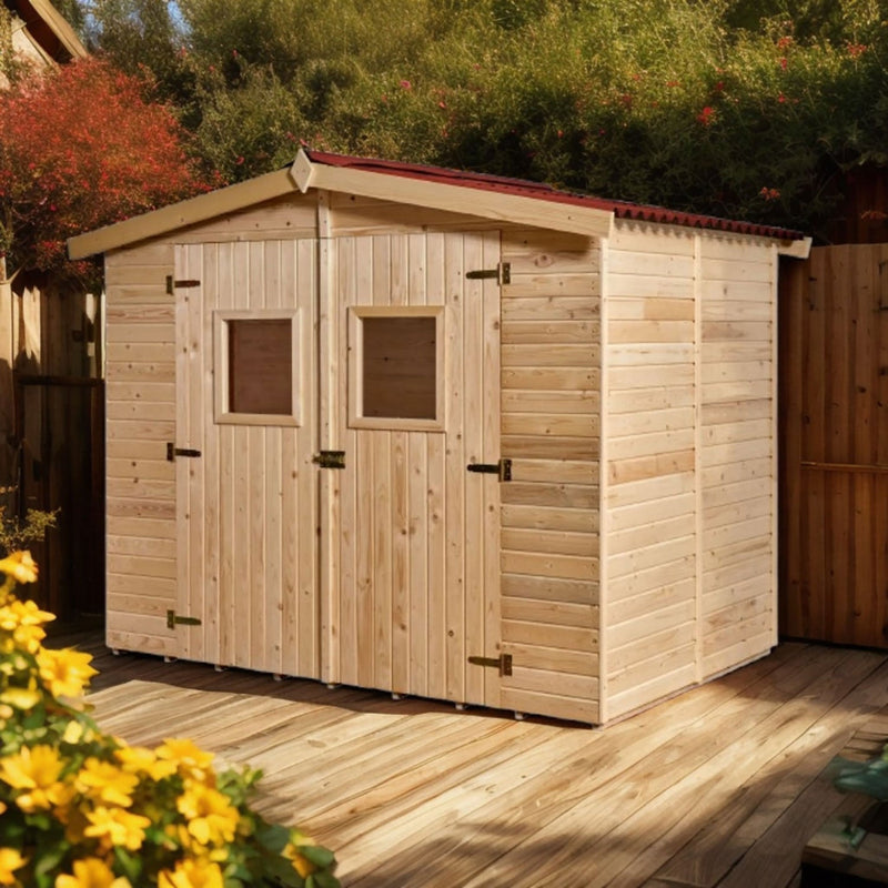 Casetta Box da Giardino 2,4x1,6 m con Pavimento in Legno Picea Massello 16mm Eden