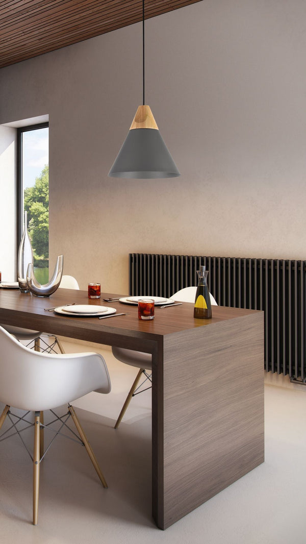 online Lampada pendente Pendant in Metallo e Legno Bicones Nero