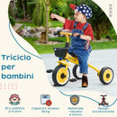 Triciclo per Bambini con Seduta Regolabile 70.5x50x58 cm Struttura in Metallo Giallo  