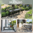 Panchina da Giardino 2 Posti 130x34x43 cm a Doghe Effetto Legno Struttura in Acciaio Grigio      