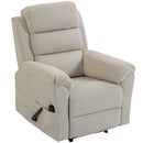 Poltrona Massaggiante Reclinabile Manuale 135° 87x95x109 cm Riscaldante con Poggiatesta Regolabile 3 Livelli in Ciniglia Crema      