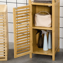 Armadietto Bagno 1 Anta 2 Ripiani 32,9x29,9x120 cm in Bambù Legno Naturale