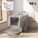 Lettiera Gatto Chiusa XL 61x41x38 cm con Coperchio Gradino Raccogli-lettiera e Paletta in Acciaio Inox e ABS Grigio Chiaro      
