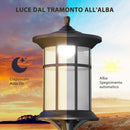 Set 2 Lampioni Solari 23,5x23,5x184 cm con 6h Autonomia e Ancoraggio a Terra in Acciaio Inox e ABS Nero      