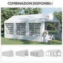 Gazebo da Giardino 600x300x280 cm 3 Stanze e Porte a Cerniera Bianco   