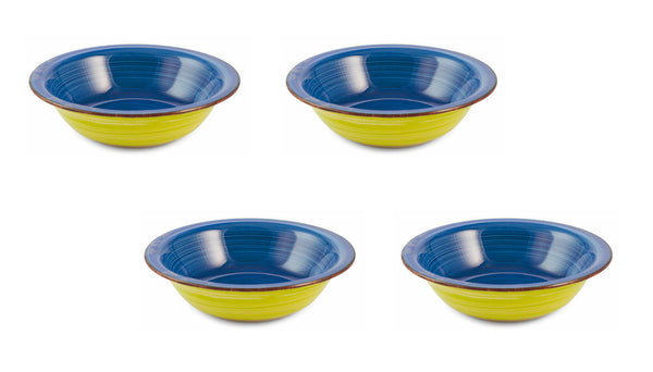 Set 4 Piatti Fondi Ø21,5x5,5 cm in Gres VdE Tivoli 1996 Baita Verde e Blu prezzo