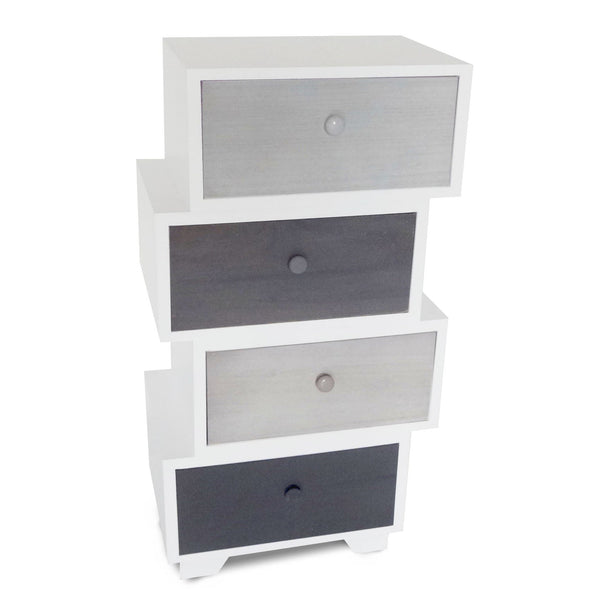 online Cassetiera con 4 Cassetti Joint Divisibile in Legno Paulownia Bianco Fadi