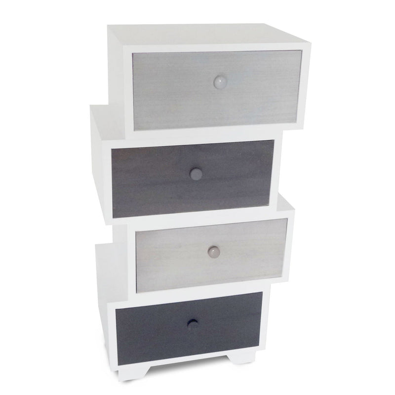 Cassetiera con 4 Cassetti Joint Divisibile in Legno Paulownia Bianco Fadi