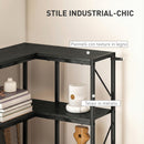 Libreria ad Angolo 60x60x198 cm a 7 Ripiani StileIndustriale Telaio in Metallo Effetto Legno Nero      
