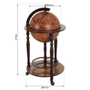 Portabottiglie Bar a Forma di Mappamondo Ø47x90 cm in Legno con Ruote
