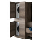 Mobile Lavanderia a Colonna per Lavatrice o Asciugatrice con Asse da Stiro e Ante 70x70x174A cm in Nobilitato Unika Bianco Latte