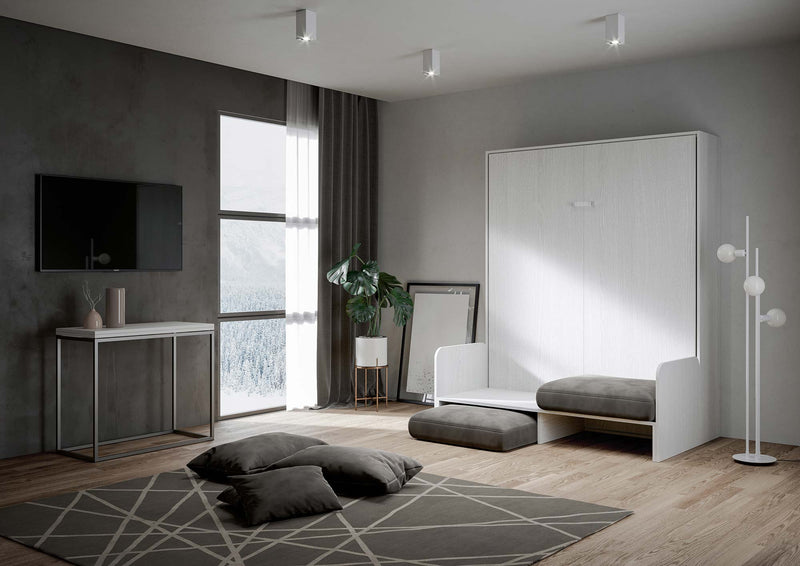 Letto Matrimoniale a Scomparsa Salvaspazio con Sofà Kentaro H210 cm Bianco