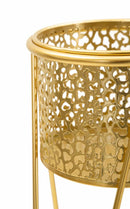 Porta Vasi Glod Coppia 21x20x46 cm - 18x18x32 cm in Ferro Oro      