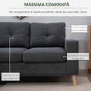 Divano Angolare 3 Posti in Lino con Penisola  Grigio