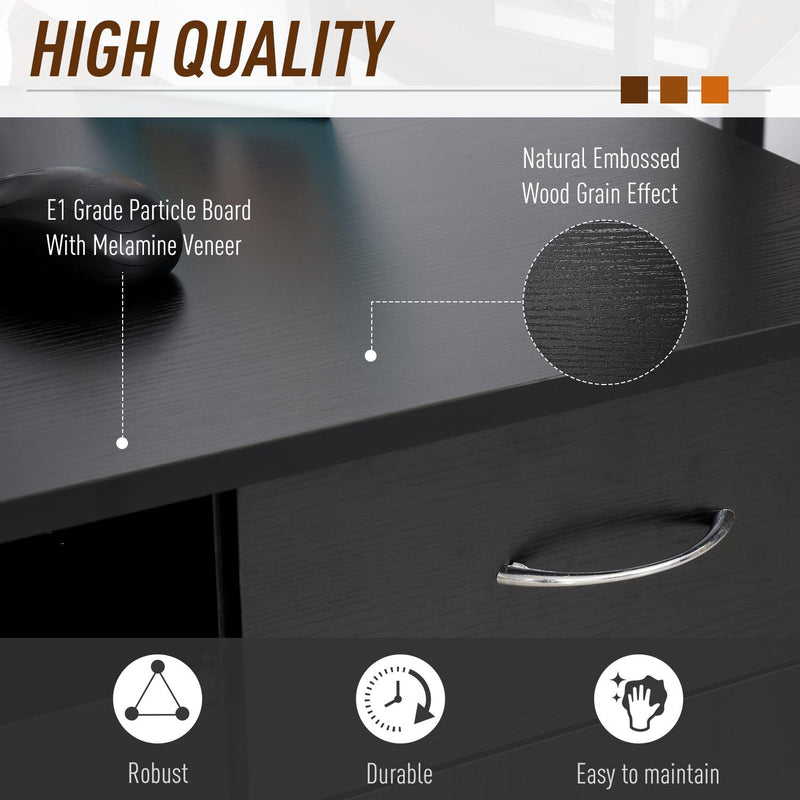 Scrivania da Ufficio Porta PC 120x60x74 cm con Mensole Ripiano Tastiera  Nera