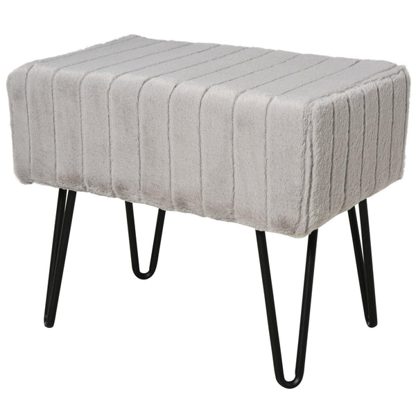 sconto Panca Imbottita 50x35x43,5 cm in Metallo e Peluche  Grigia