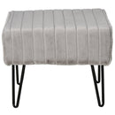 Panca Imbottita 50x35x43,5 cm in Metallo e Peluche  Grigia