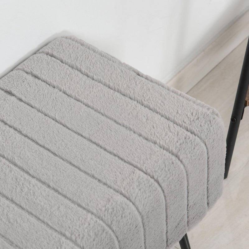 Panca Imbottita 50x35x43,5 cm in Metallo e Peluche  Grigia