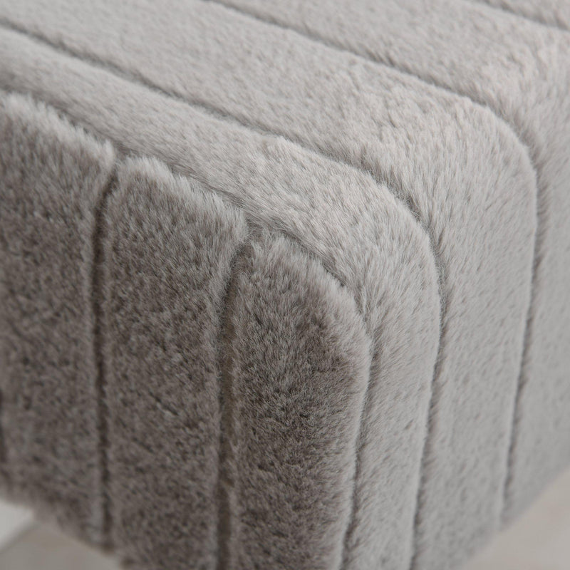 Panca Imbottita 50x35x43,5 cm in Metallo e Peluche  Grigia