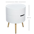 Tavolino Basso Ø38x48,3 cm con Apertura a Rotazione e Vassoio Rimovibile  Bianco