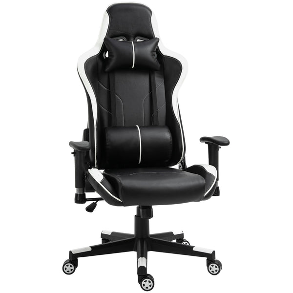 Sedia da Gaming Ergonomica 72x54x126-136 cm in PVC  Nera e Bianco sconto